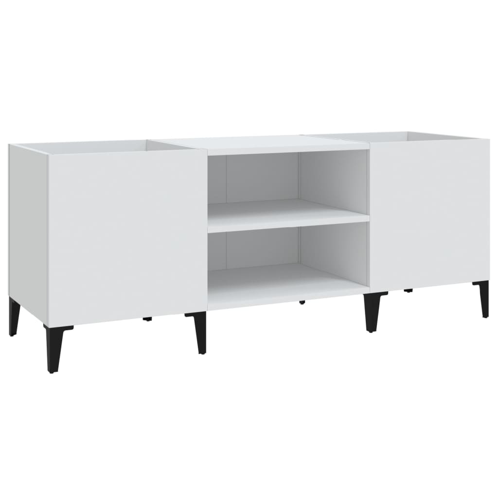 Mobile Porta Dischi Bianco 121x38x48 cm in Legno Multistrato