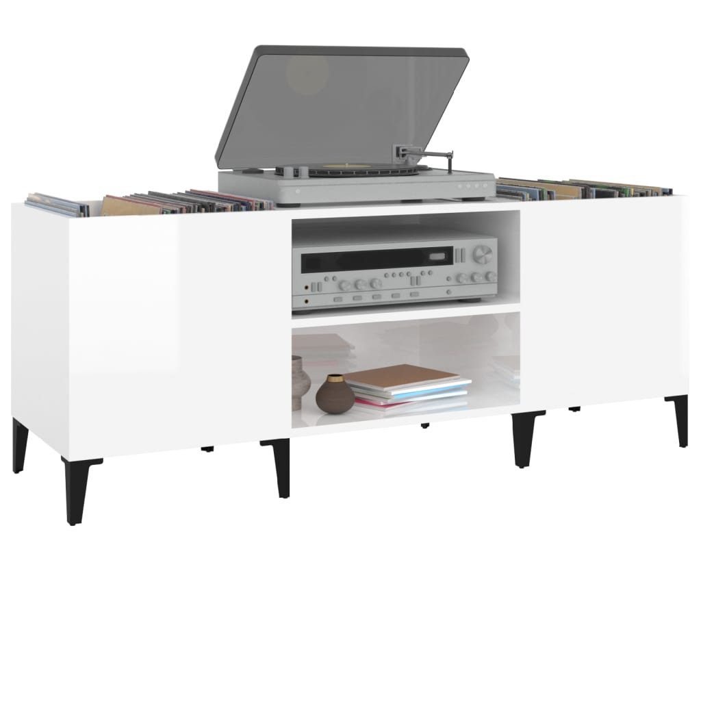 Mobile Porta Dischi Bianco 121x38x48 cm in Legno Multistrato