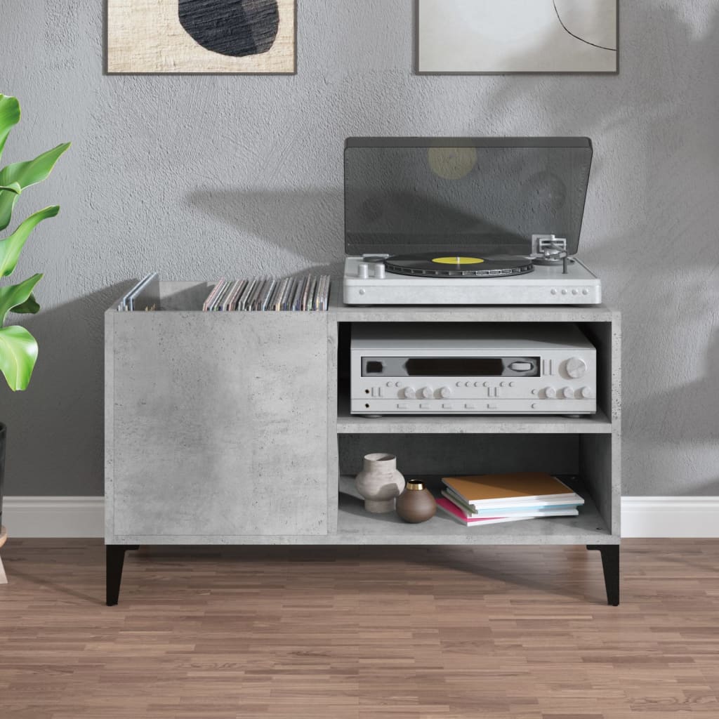 Mobile Porta Dischi Grigio Cemento 84,5x38x48 Legno Multistrato