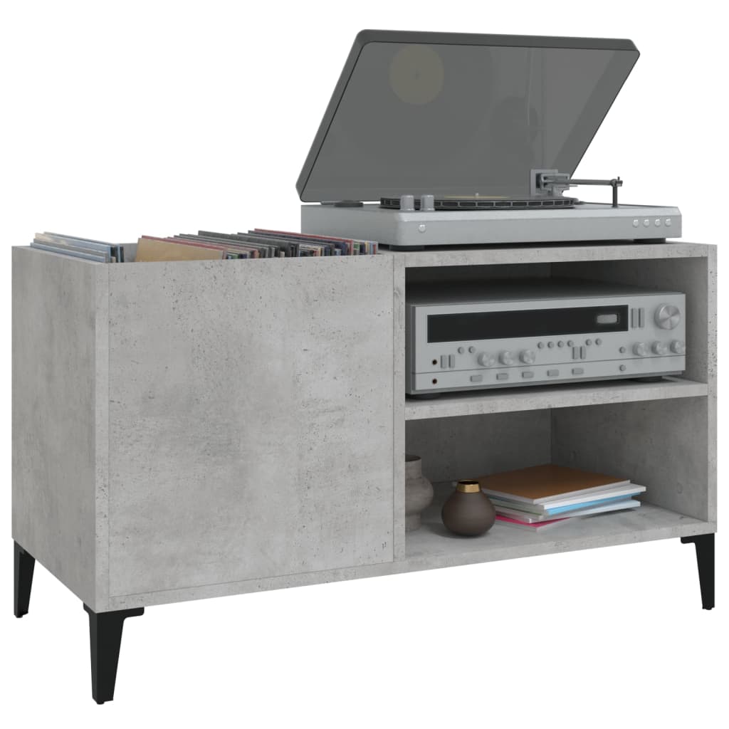 Mobile Porta Dischi Grigio Cemento 84,5x38x48 Legno Multistrato