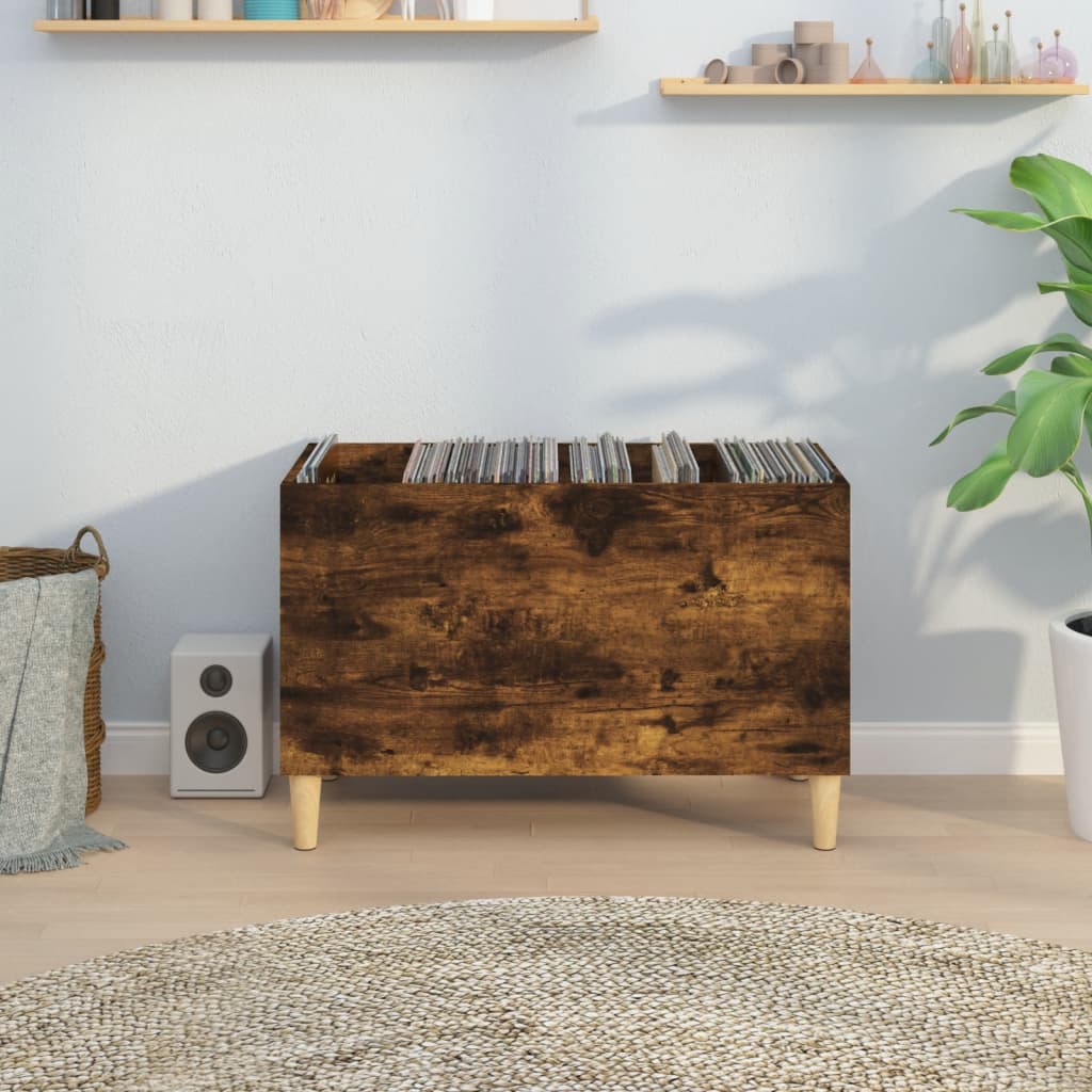 Mobile Porta Dischi Rovere Fumo 74,5x38x48 cm Legno Multistrato