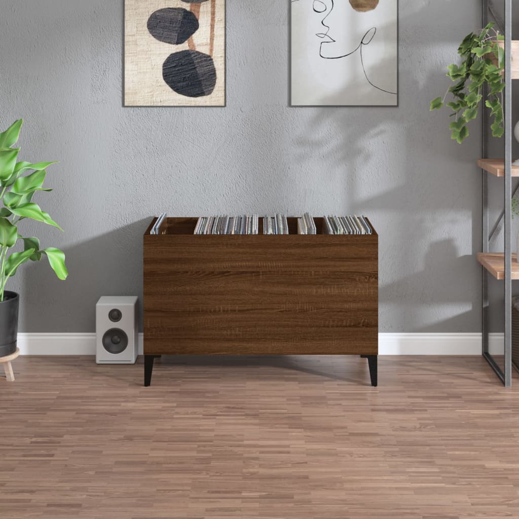 Mobile Porta Dischi Rovere Marrone 74,5x38x48 Legno Multistrato