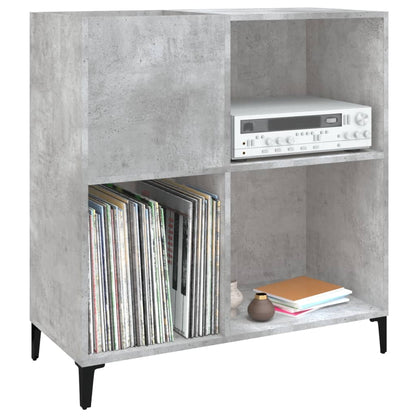 Mobile Porta Dischi Grigio Cemento 84,5x38x89 Legno Multistrato