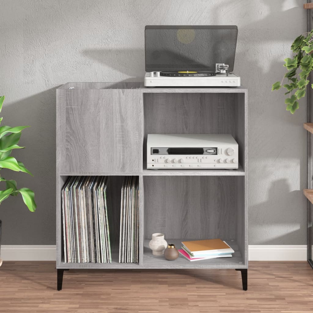 Mobile Porta Dischi Grigio Sonoma 84,5x38x89 Legno Multistrato