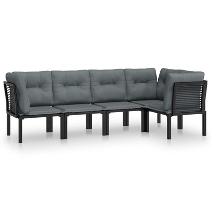 Set Salotto da Giardino 5 pz Nero e Grigio in Polyrattan