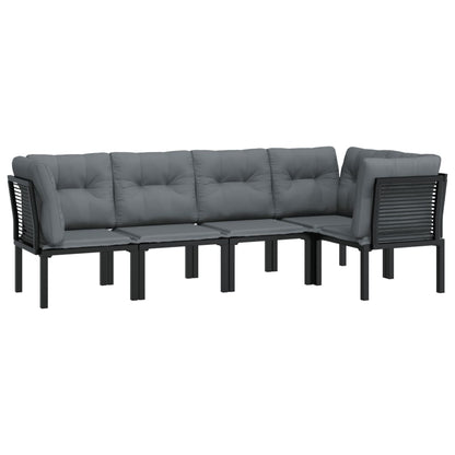Set Salotto da Giardino 5 pz Nero e Grigio in Polyrattan