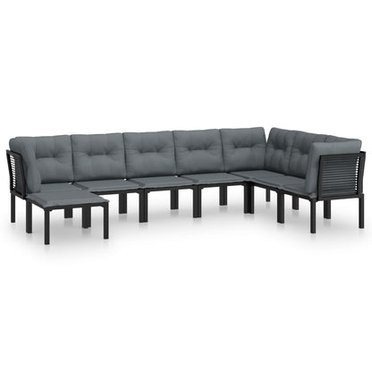 Set Salotto da Giardino 8 pz Nero e Grigio in Polyrattan