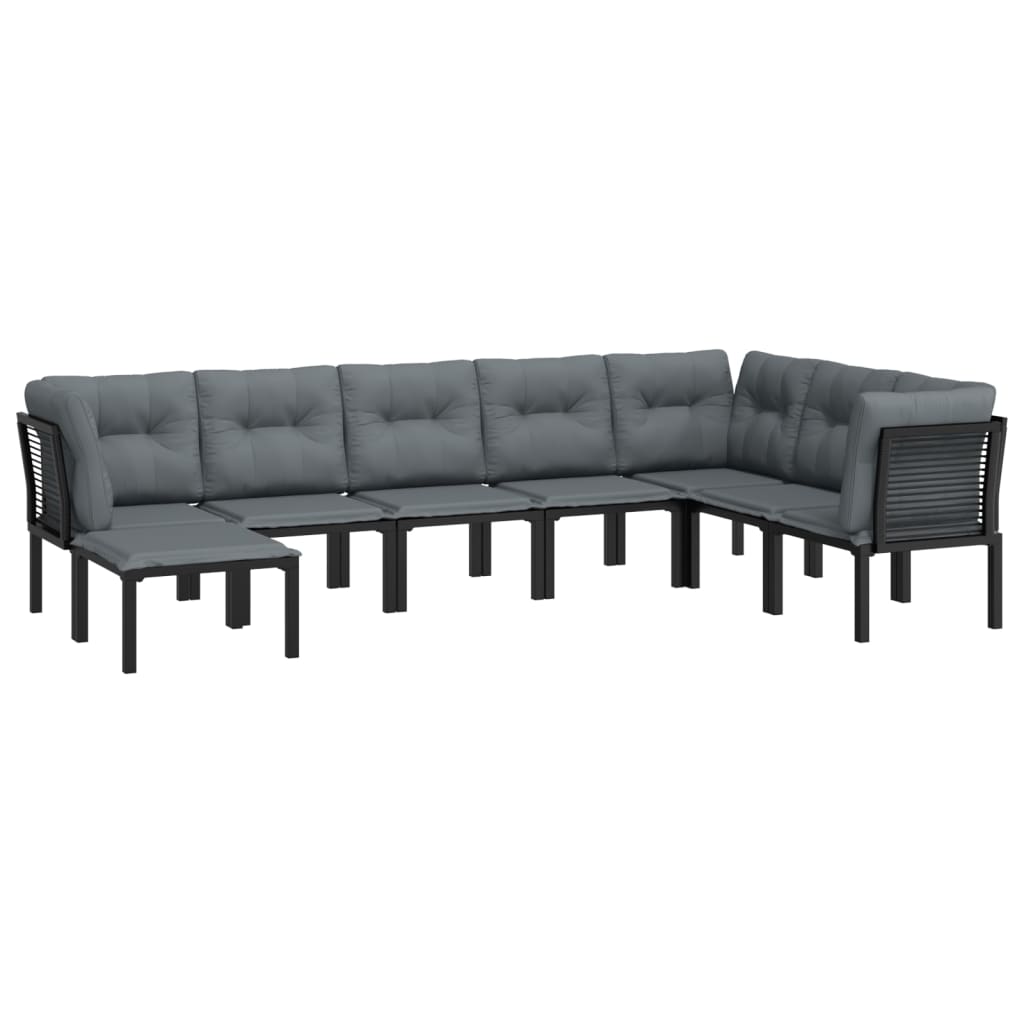 Set Salotto da Giardino 8 pz Nero e Grigio in Polyrattan