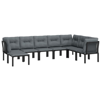 Set Salotto da Giardino 8 pz Nero e Grigio in Polyrattan