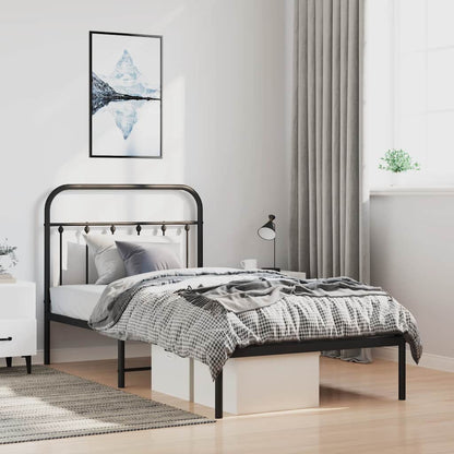 Giroletto con Testiera in Metallo Nero 100x190 cm
