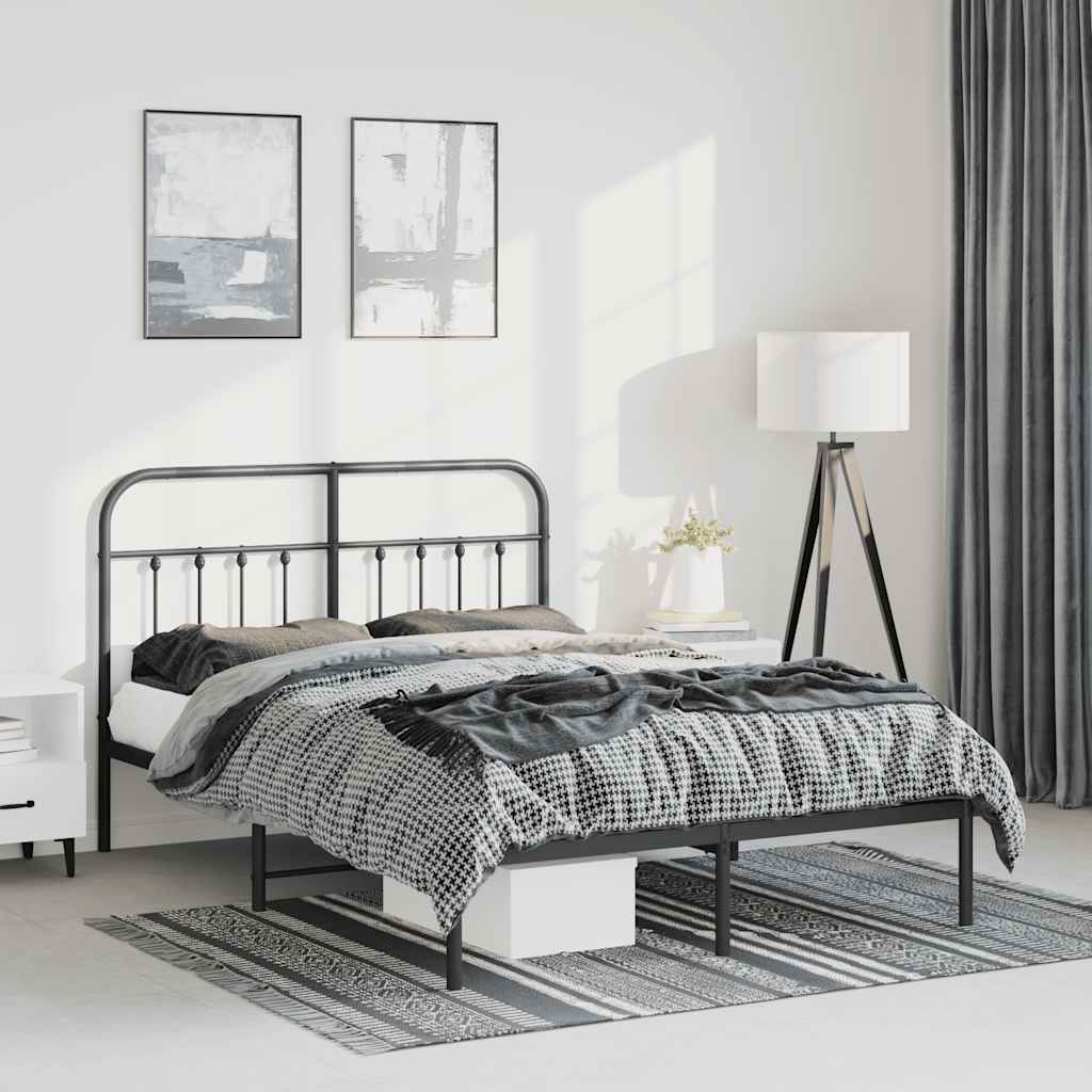Giroletto con Testiera in Metallo Nero 150x200 cm