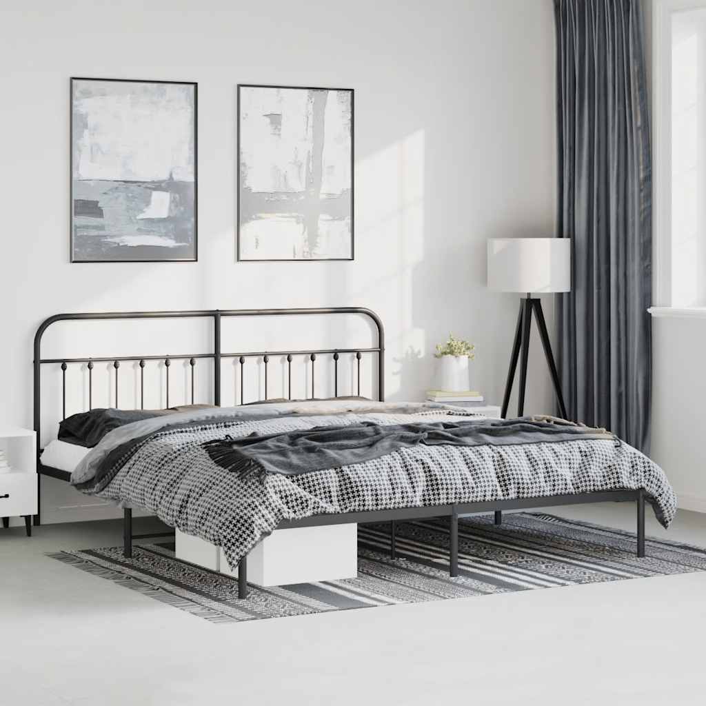 Giroletto con Testiera in Metallo Nero 193x203 cm