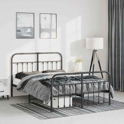 Giroletto con Testiera e Pediera Metallo Nero 150x200 cm