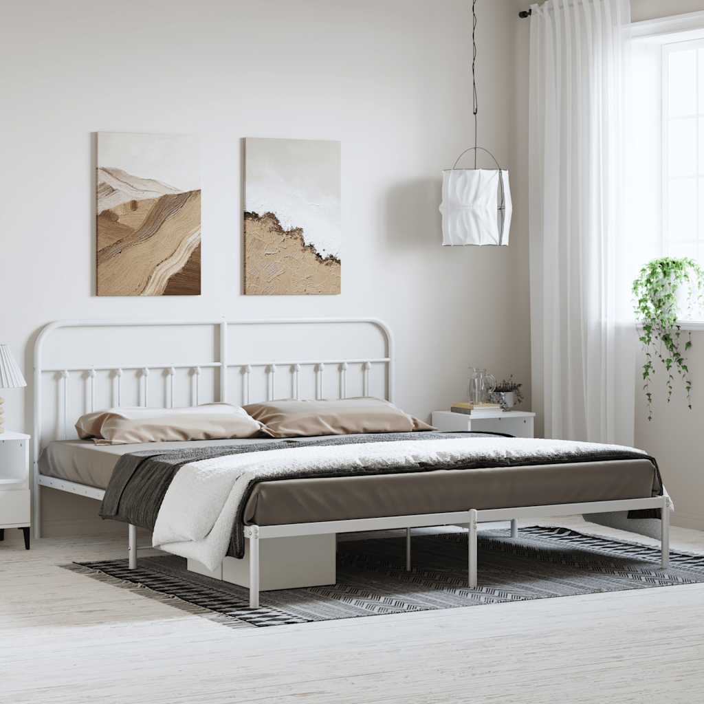 Giroletto con Testiera Metallo Bianco 193x203 cm