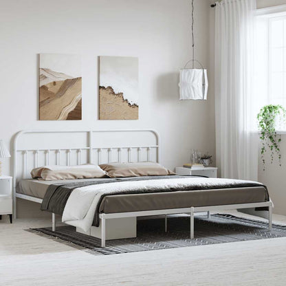 Giroletto con Testiera Metallo Bianco 193x203 cm
