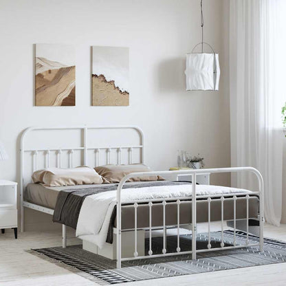 Giroletto con Testiera e Pediera Metallo Bianco 135x190 cm