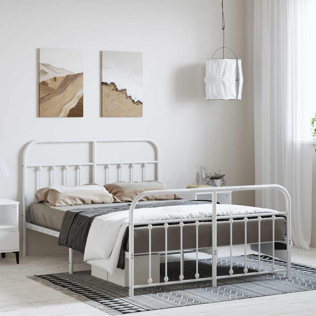 Giroletto con Testiera e Pediera Metallo Bianco 150x200 cm