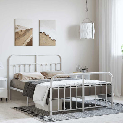 Giroletto con Testiera e Pediera Metallo Bianco 150x200 cm
