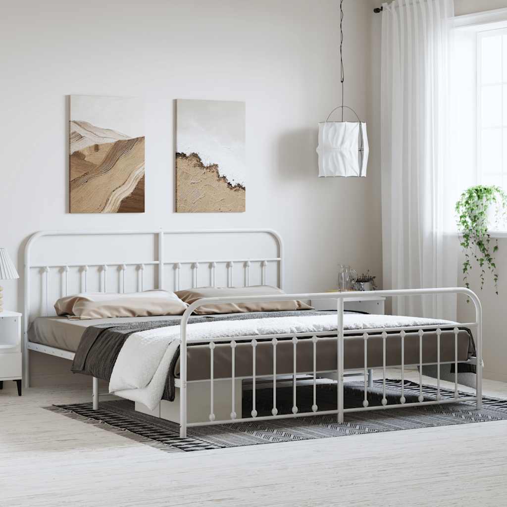 Giroletto con Testiera e Pediera Metallo Bianco 183x213 cm