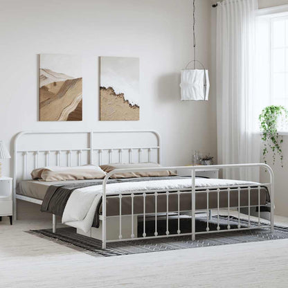 Giroletto con Testiera e Pediera Metallo Bianco 183x213 cm