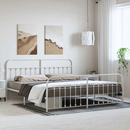 Giroletto con Testiera e Pediera Metallo Bianco 193x203 cm