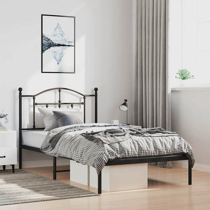 Giroletto con Testiera in Metallo Nero 100x190 cm