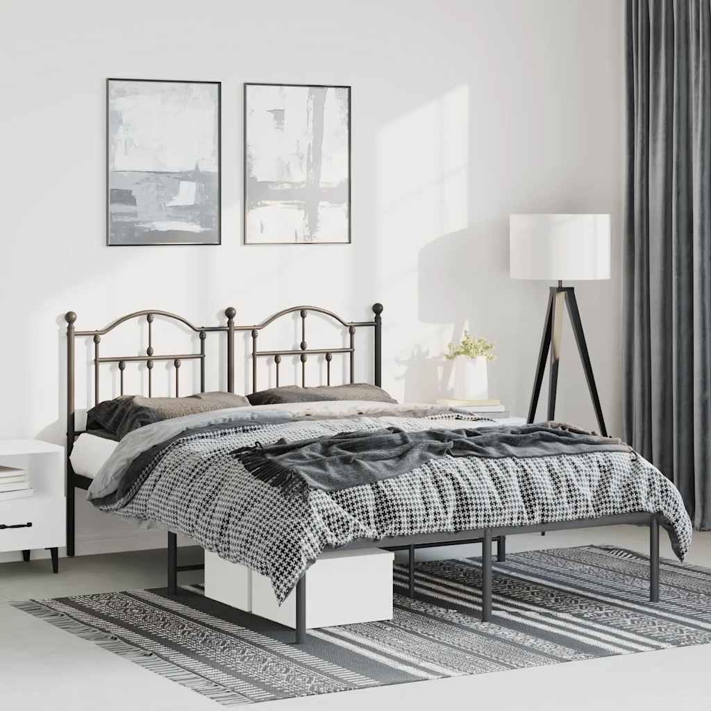 Giroletto con Testiera in Metallo Nero 135x190 cm