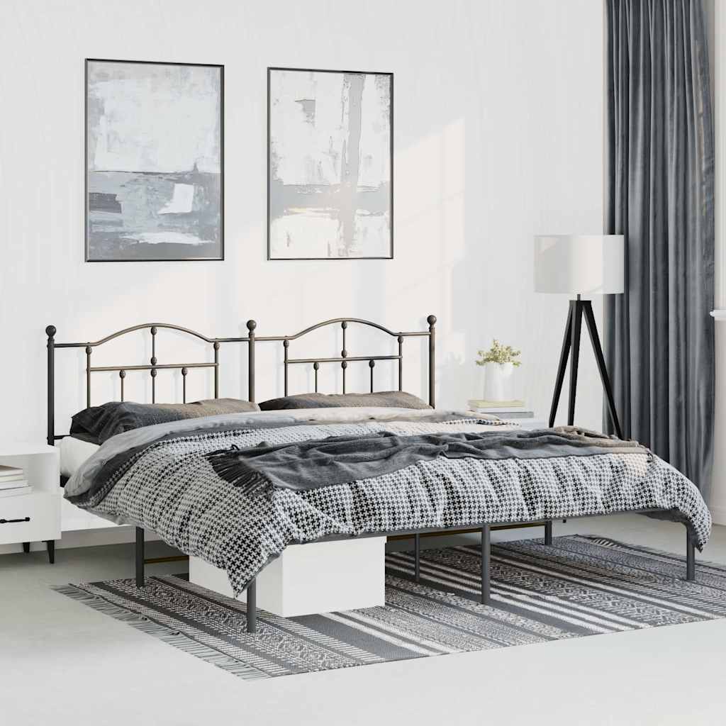 Giroletto con Testiera in Metallo Nero 193x203 cm