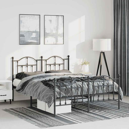 Giroletto con Testiera e Pediera Metallo Nero 135x190 cm