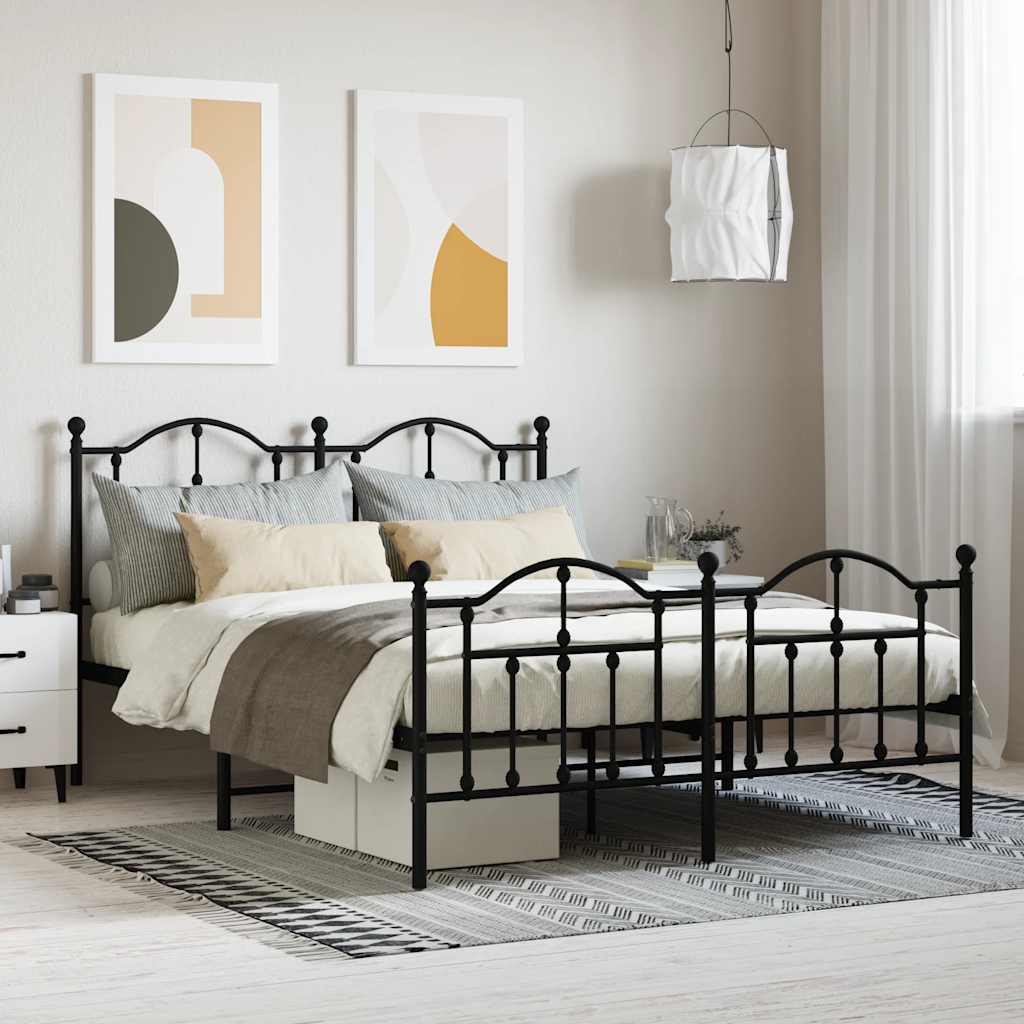 Giroletto con Testiera e Pediera Metallo Nero 140x190 cm