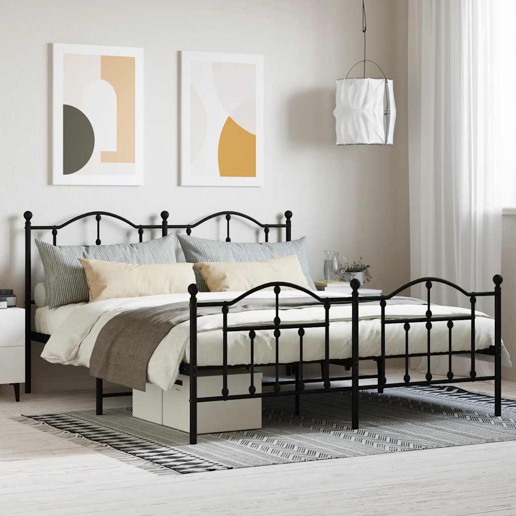 Giroletto senza Materaso con Pediera in Metallo Nero 160x200 cm