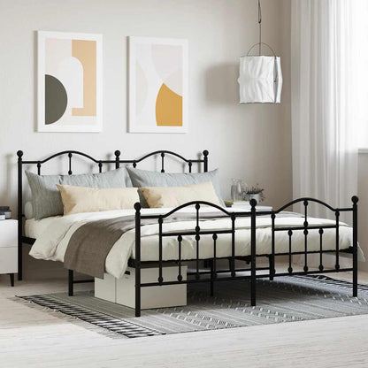 Giroletto senza Materaso con Pediera in Metallo Nero 160x200 cm