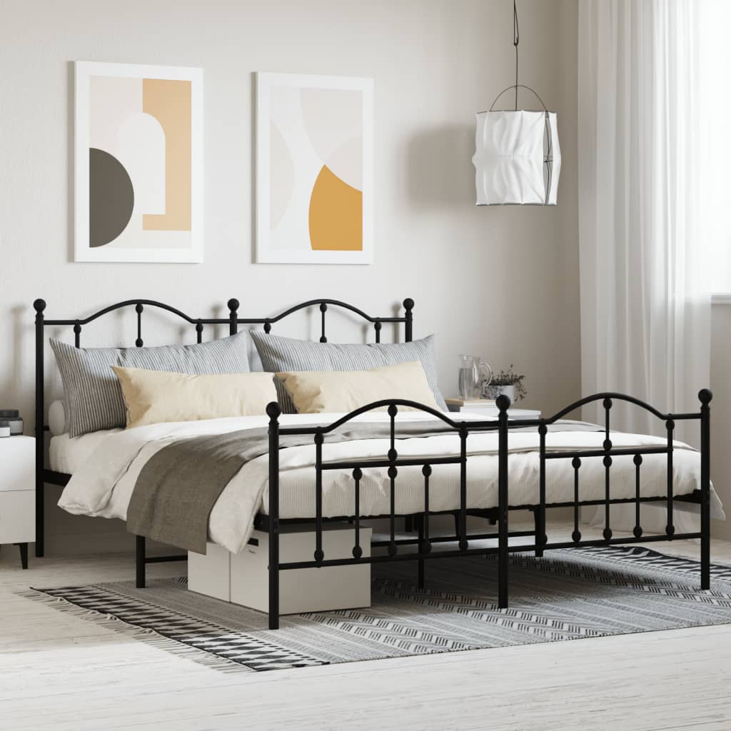 Giroletto senza Materaso con Pediera in Metallo Nero 180x200 cm