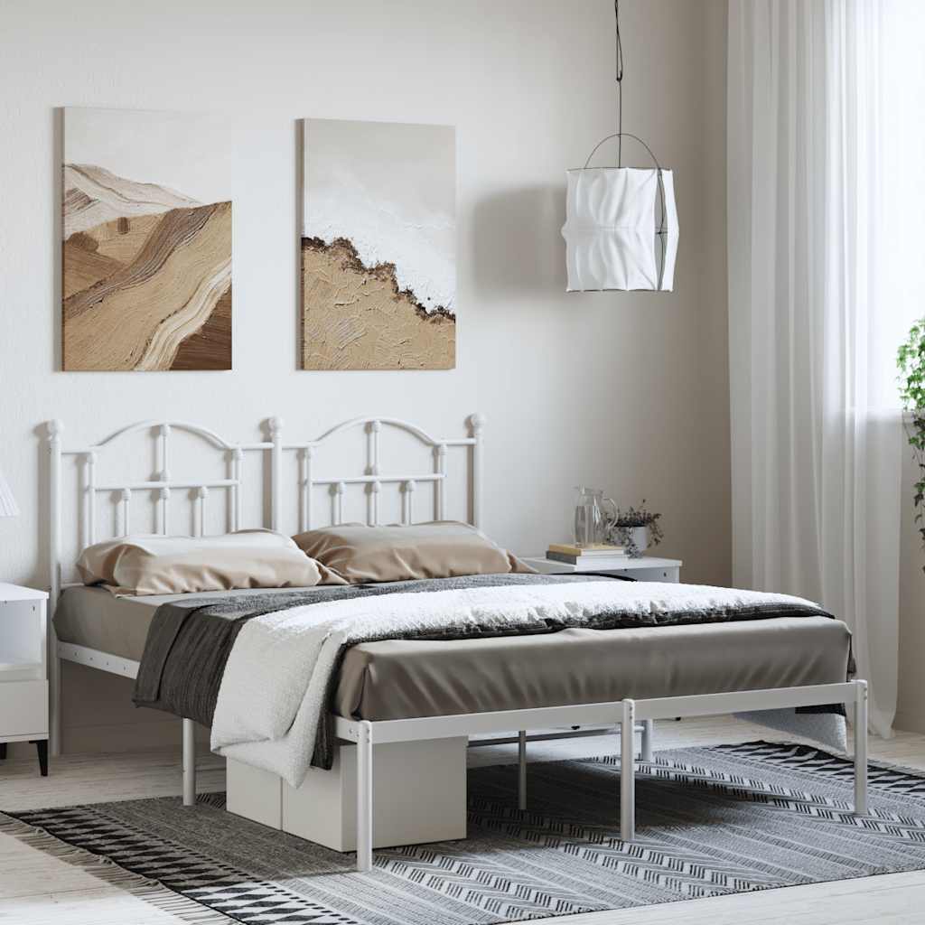 Giroletto con Testiera Metallo Bianco 135x190 cm