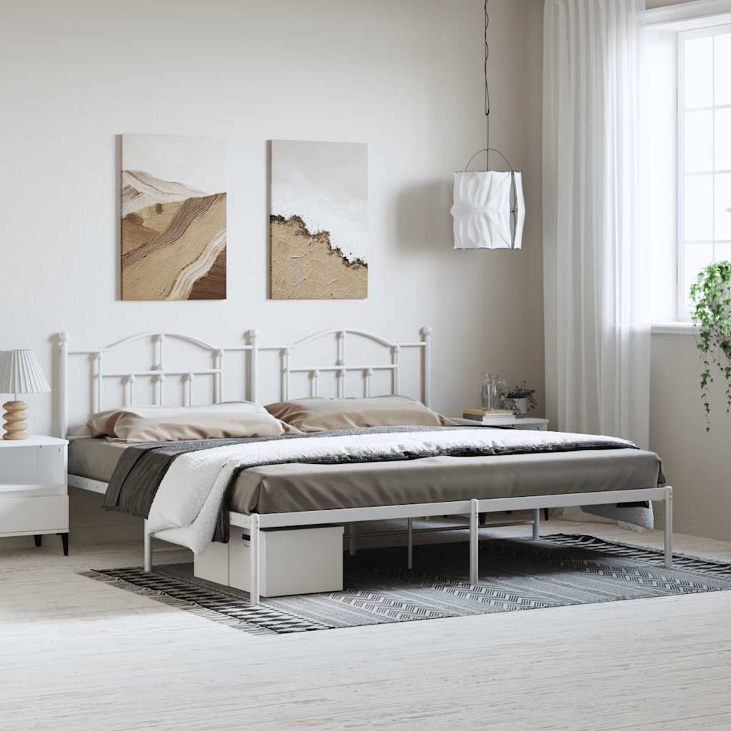 Giroletto con Testiera Metallo Bianco 193x203 cm