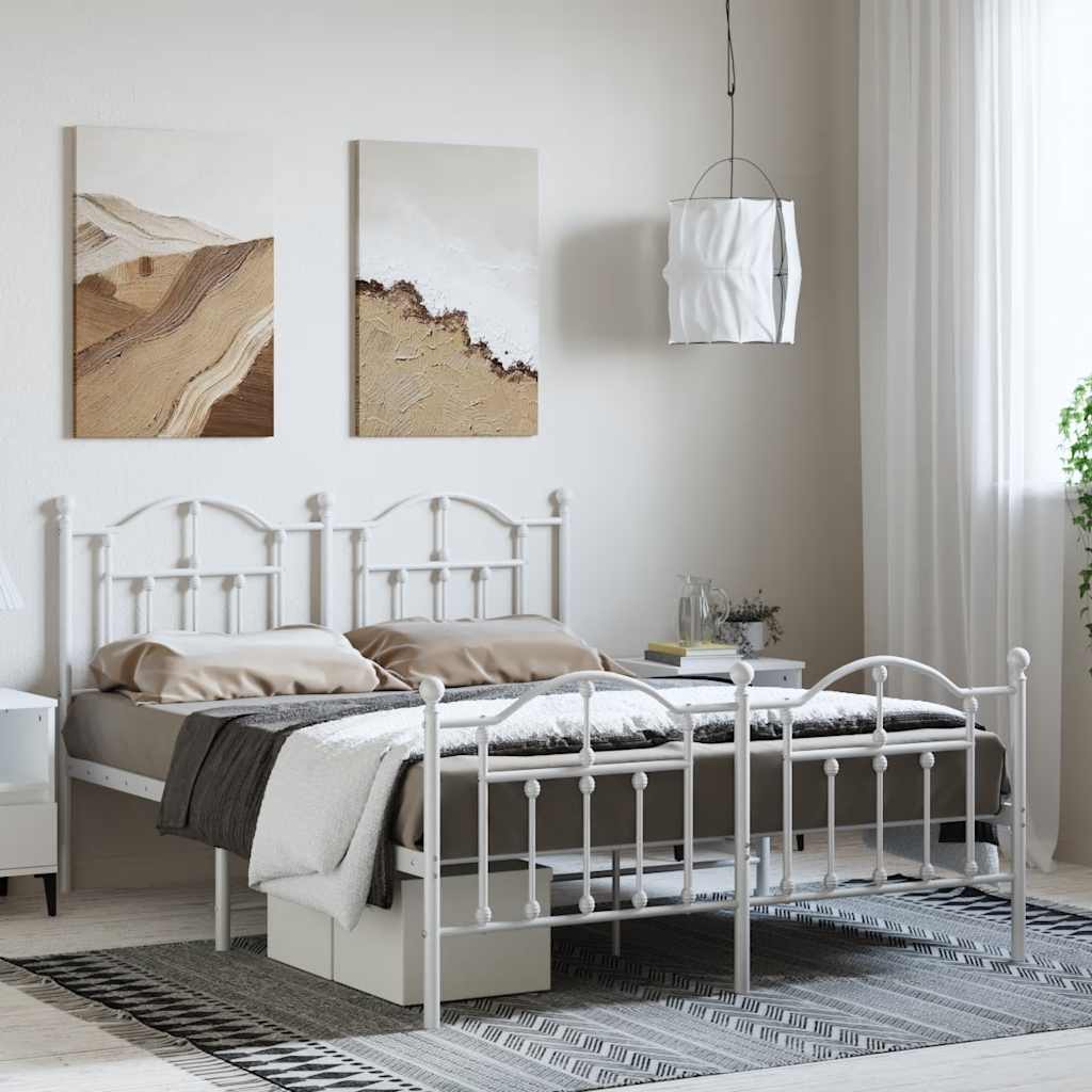 Giroletto con Testiera e Pediera Metallo Bianco 135x190 cm