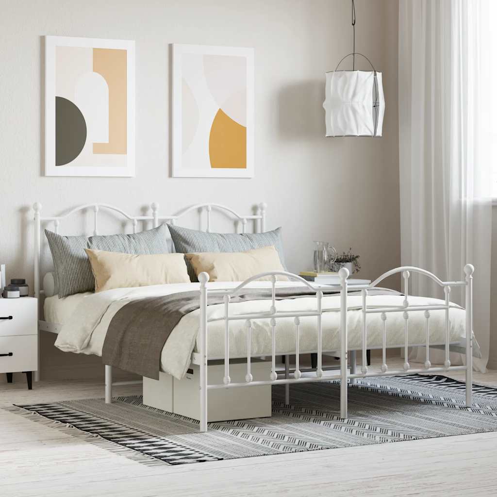 Giroletto con Testiera e Pediera Metallo Bianco 140x200 cm