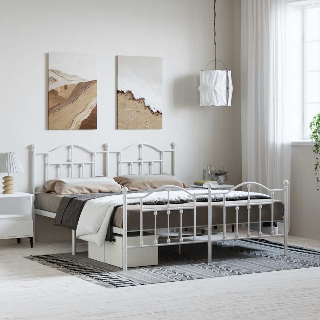 Giroletto con Testiera e Pediera Metallo Bianco 183x213 cm