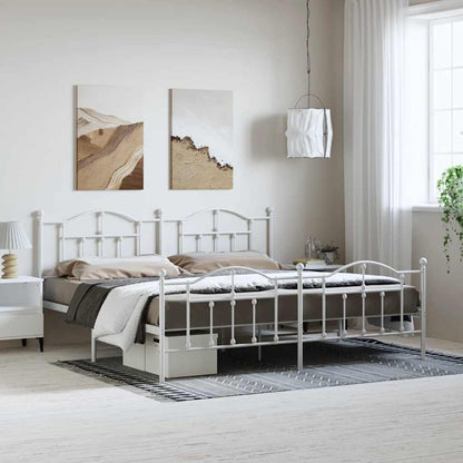 Giroletto con Testiera e Pediera Metallo Bianco 193x203 cm