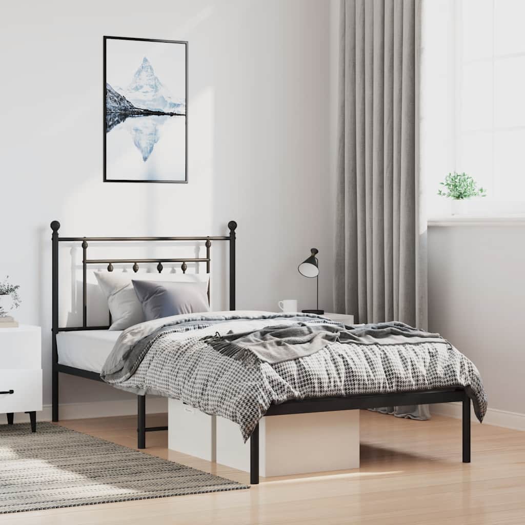 Giroletto con Testiera in Metallo Nero 100x190 cm