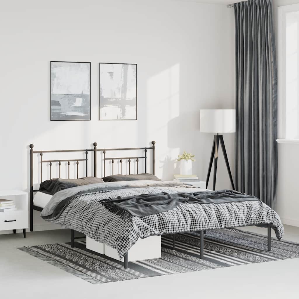 Giroletto con Testiera in Metallo Nero 135x190 cm