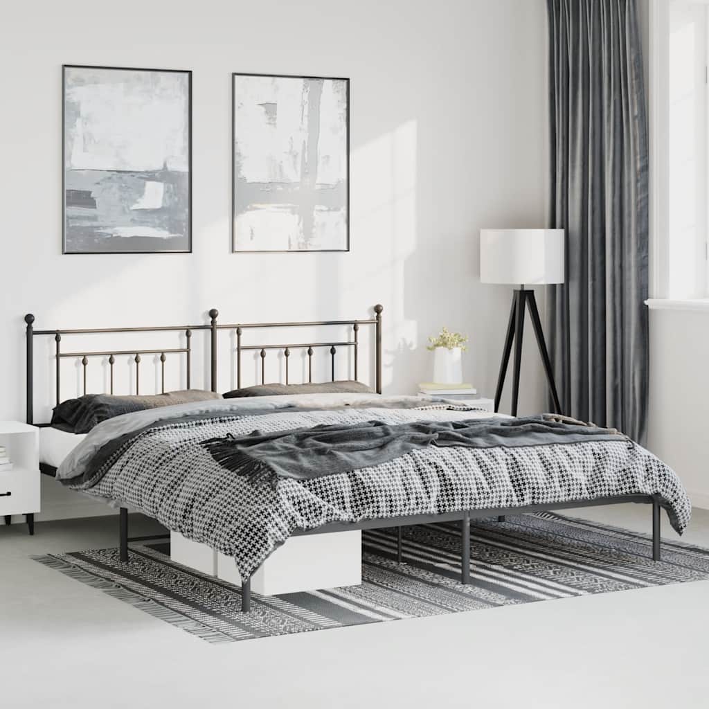 Giroletto con Testiera in Metallo Nero 193x203 cm