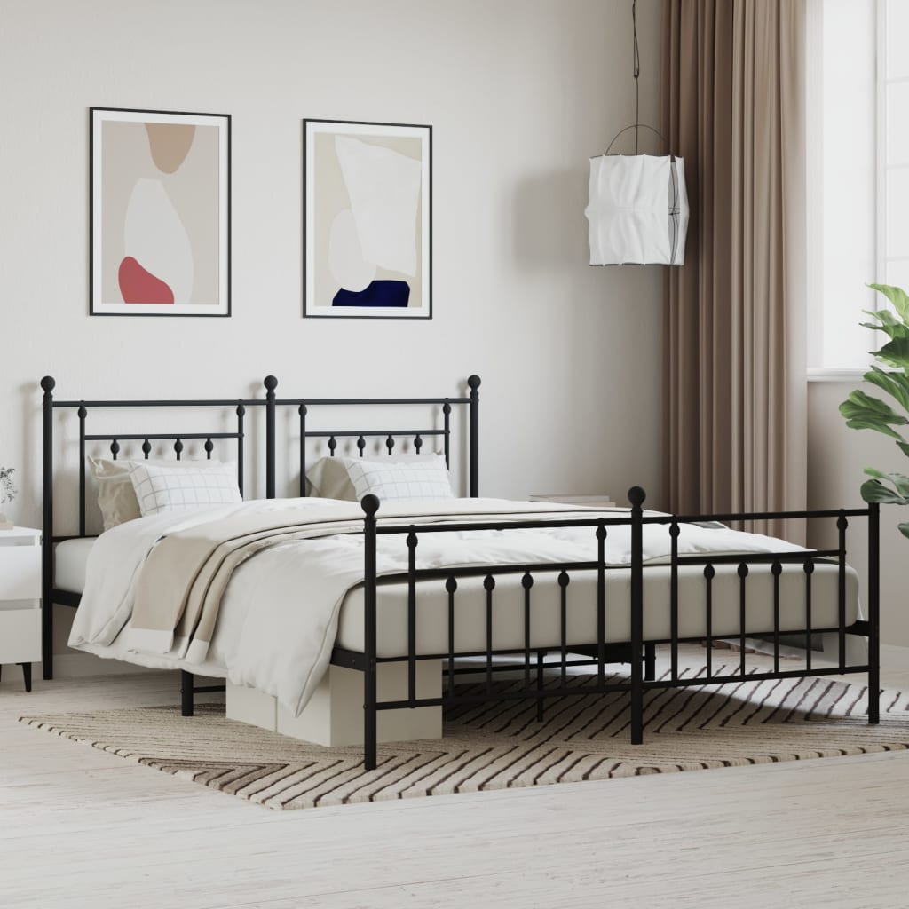 Giroletto senza Materaso con Pediera in Metallo Nero 180x200 cm