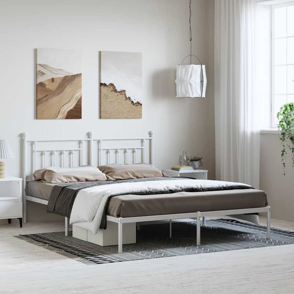 Giroletto con Testiera Metallo Bianco 183x213 cm