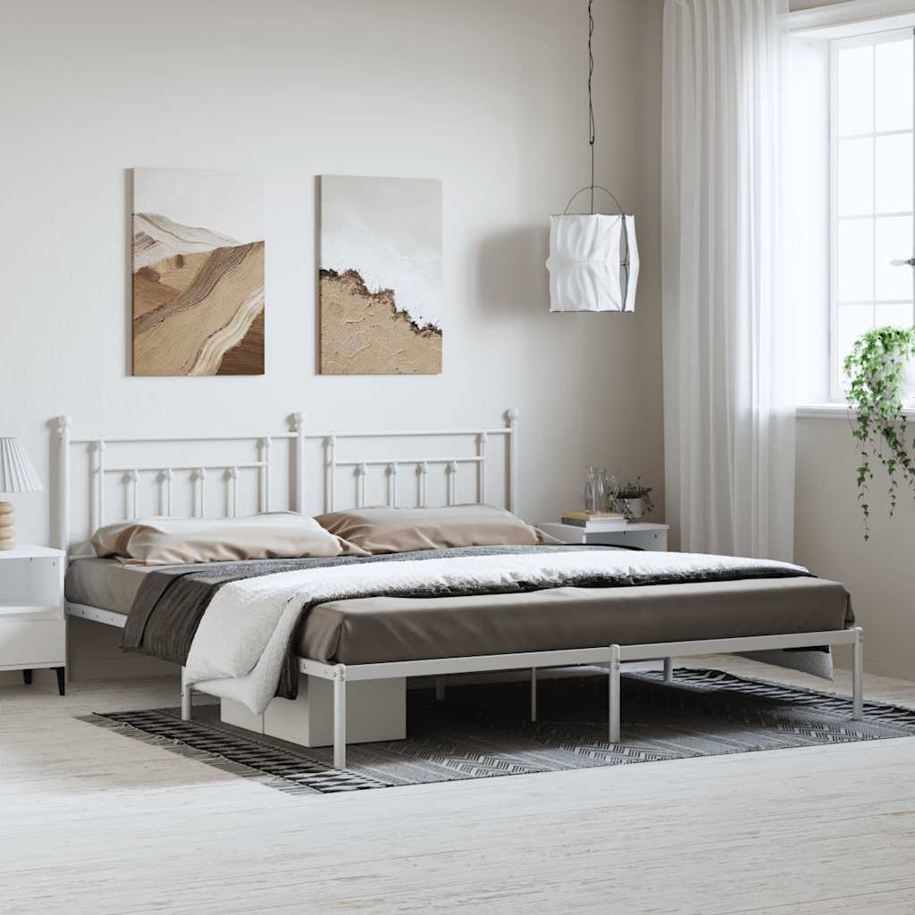 Giroletto con Testiera Metallo Bianco 193x203 cm