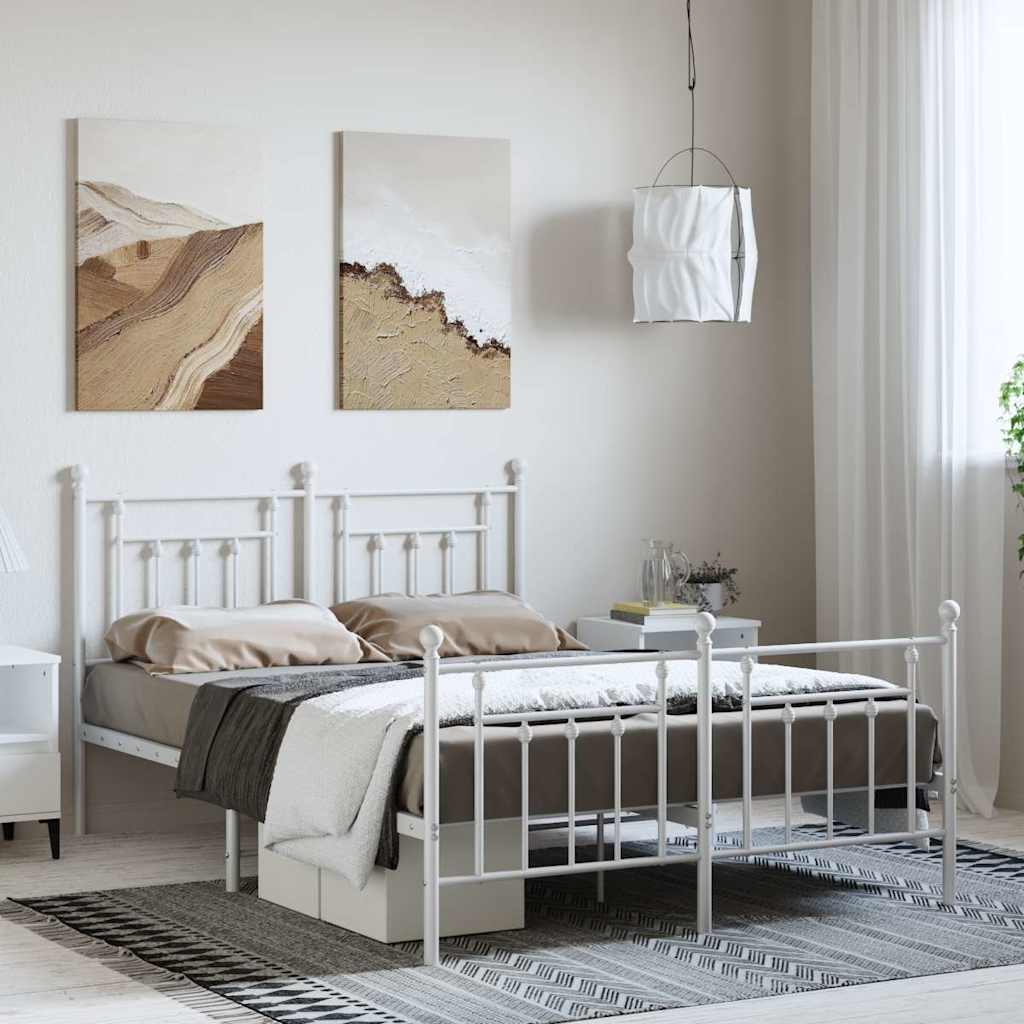 Giroletto con Testiera e Pediera Metallo Bianco 150x200 cm