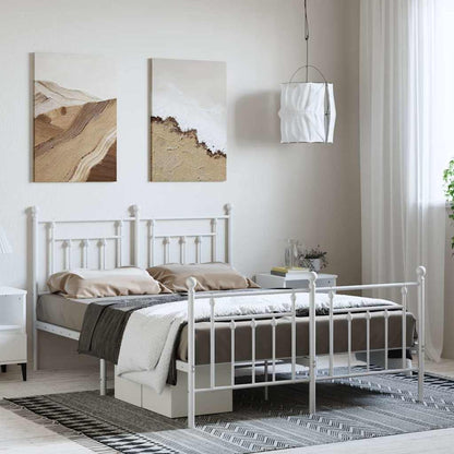 Giroletto con Testiera e Pediera Metallo Bianco 150x200 cm