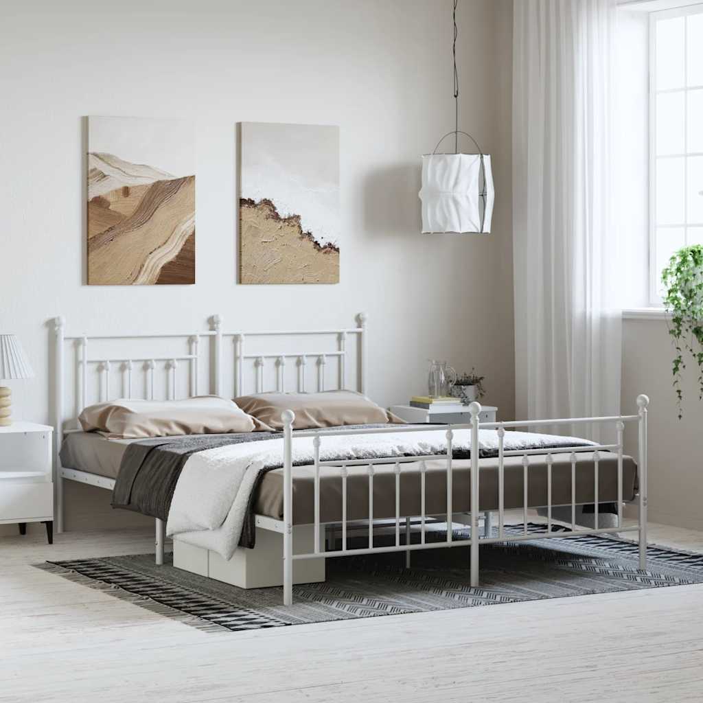 Giroletto con Testiera e Pediera Metallo Bianco 183x213 cm