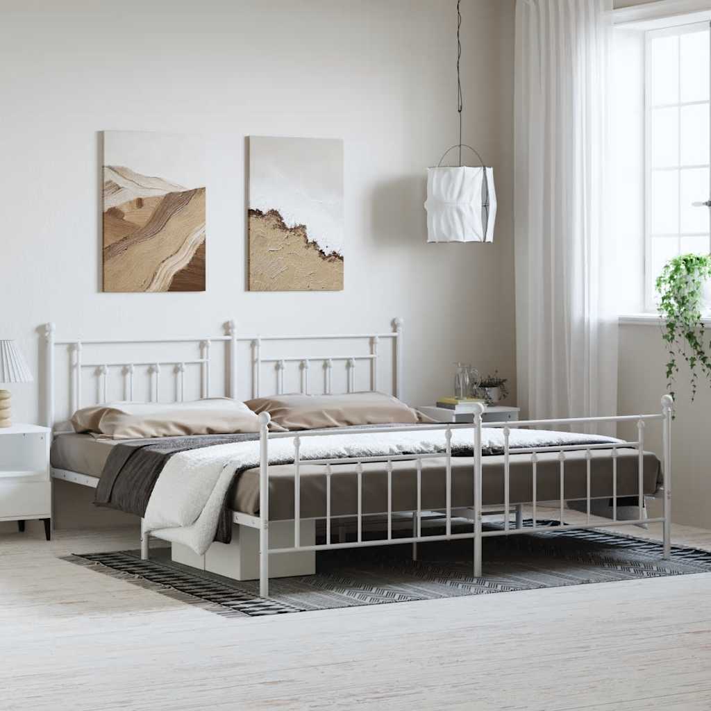 Giroletto con Testiera e Pediera Metallo Bianco 193x203 cm