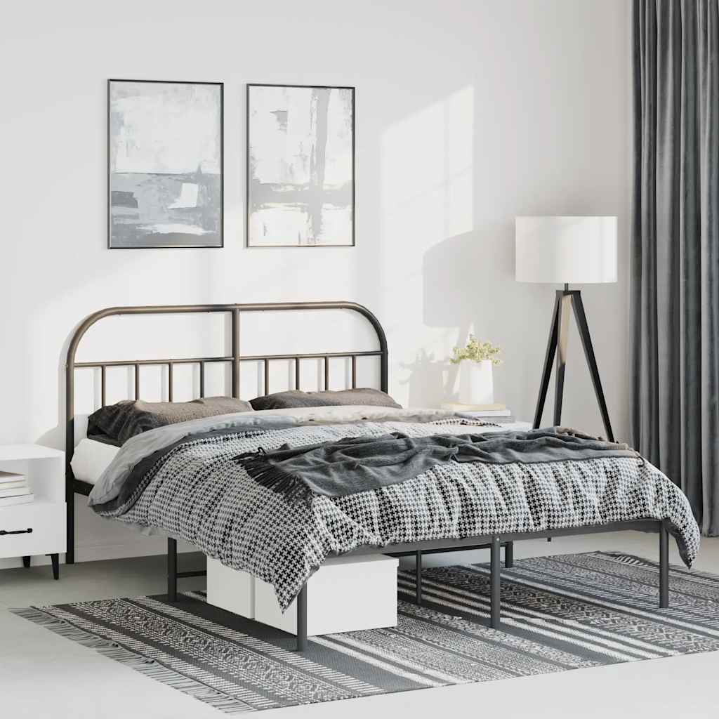 Giroletto con Testiera in Metallo Nero 135x190 cm